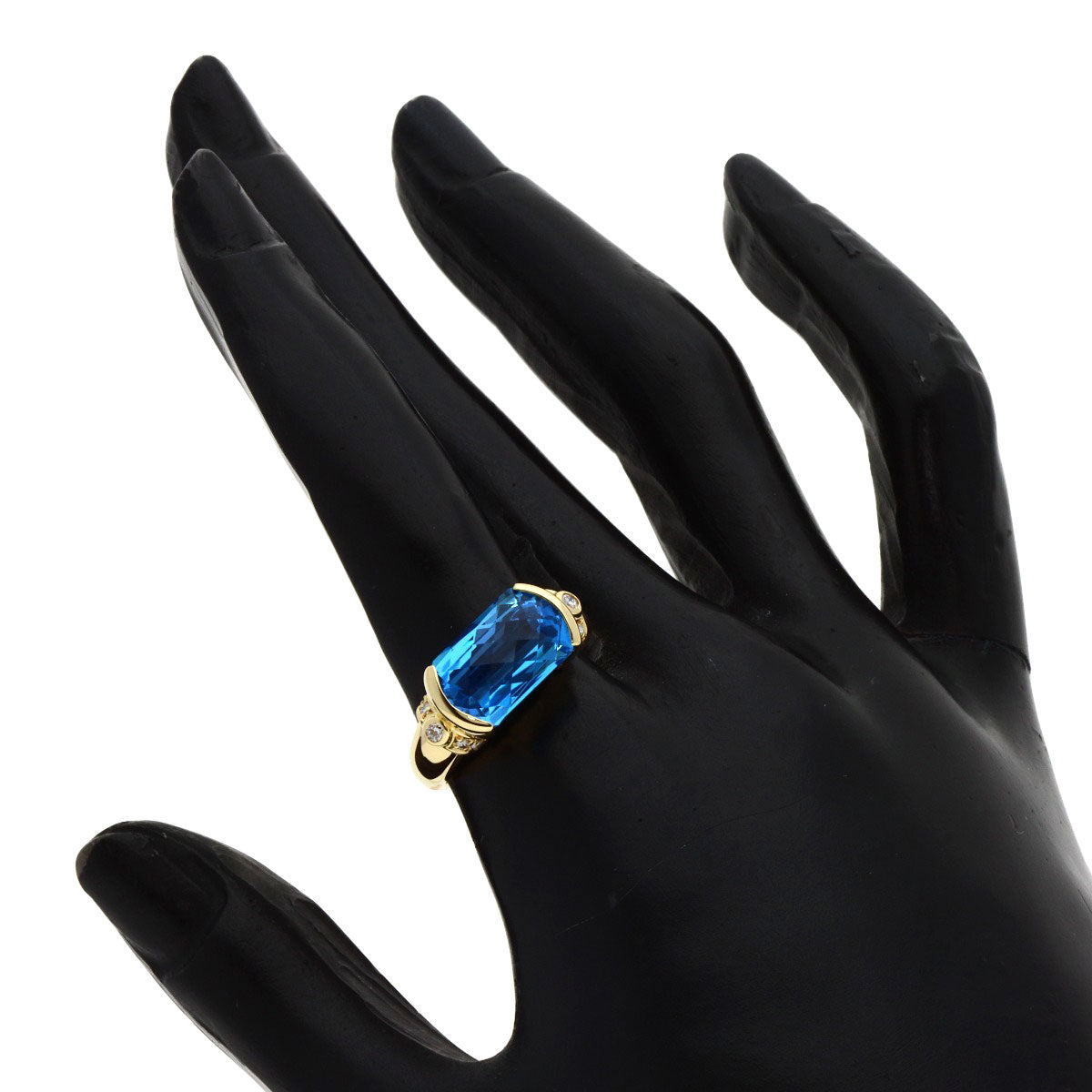 Tasaki Ring 18K Yellow Gold Gold Blue Topaz Diamond