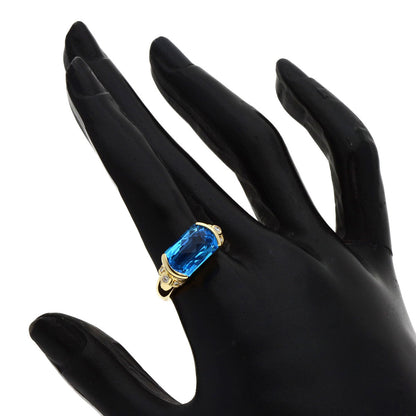Tasaki Ring 18K Yellow Gold Gold Blue Topaz Diamond