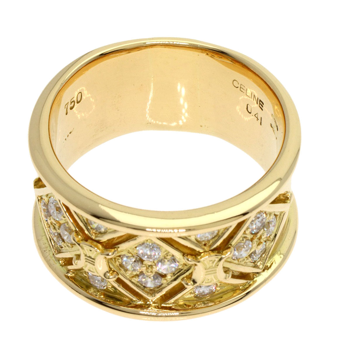Celine Ring 18K Yellow Gold Gold Logo Diamond
