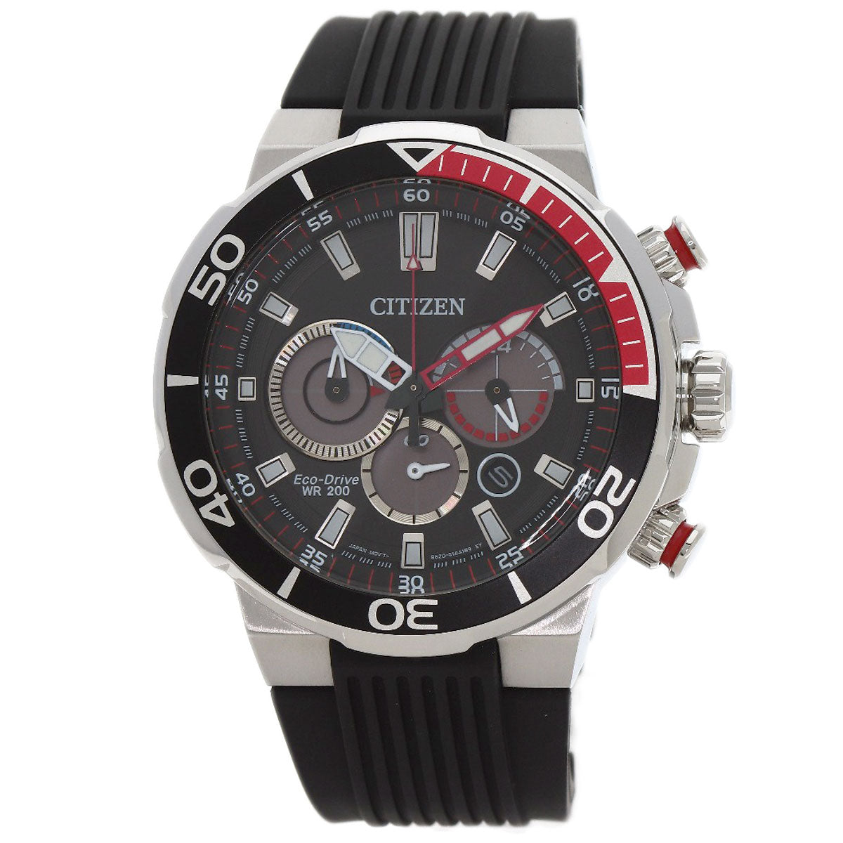Citizen Watches Eco Drive B620-S099790 Stainless Steel, Rubber Silver Eco Drive Diver Black Dial