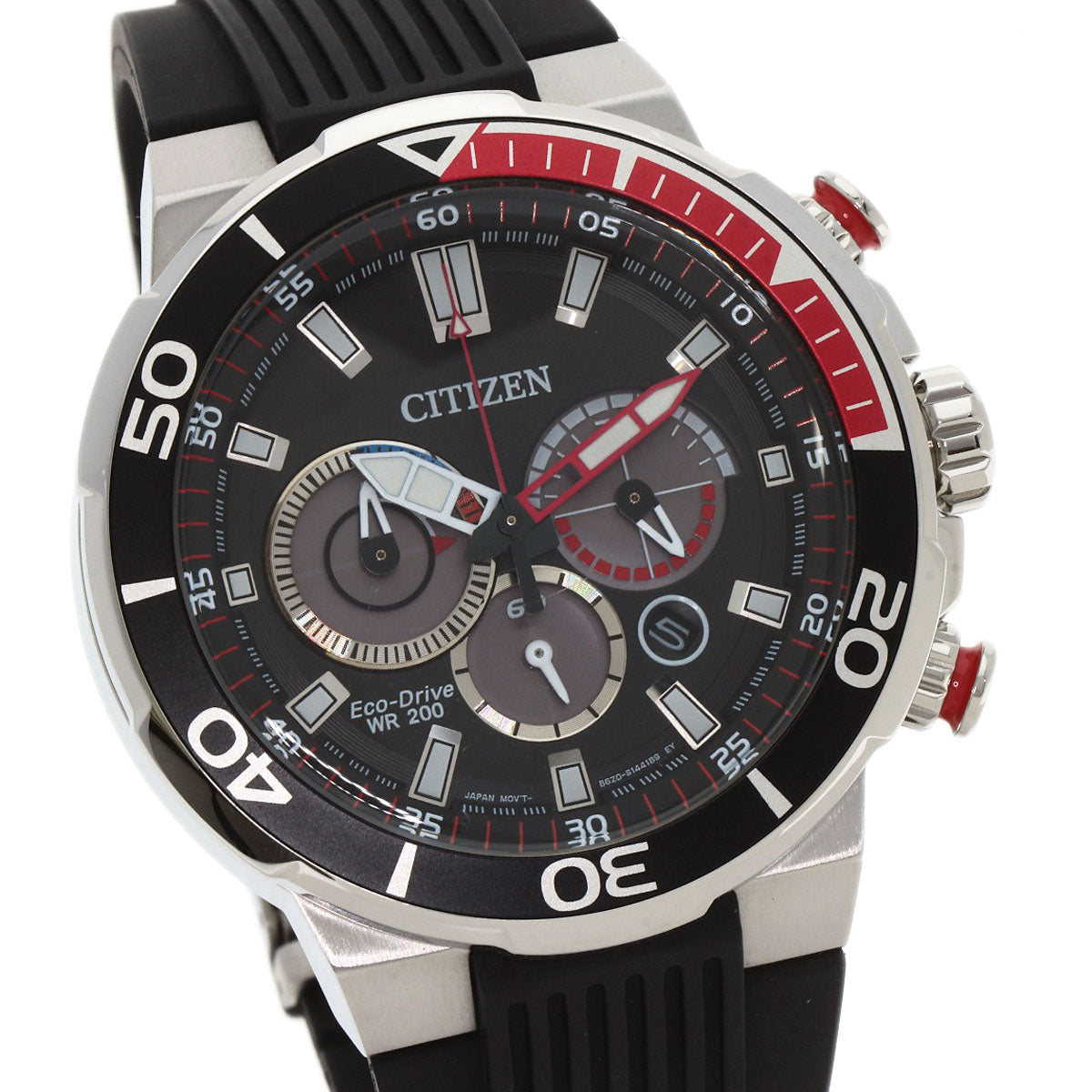 Citizen Watches Eco Drive B620-S099790 Stainless Steel, Rubber Silver Eco Drive Diver Black Dial