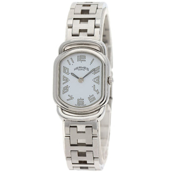 Hermes Watches Quartz Ar1.210 Stainless Steel , Stainless Steel Silver Arceau New Buckle White Dial