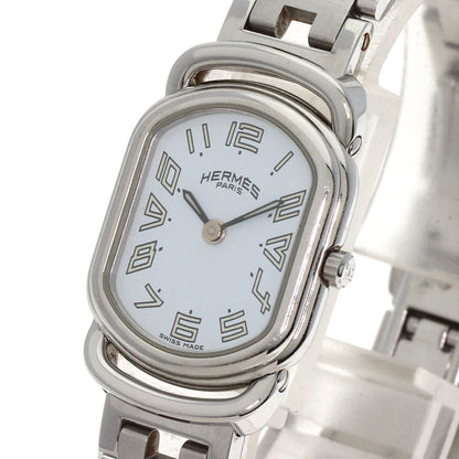 Hermes Watches Quartz Ar1.210 Stainless Steel , Stainless Steel Silver Arceau New Buckle White Dial