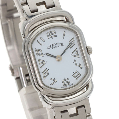 Hermes Watches Quartz Ar1.210 Stainless Steel , Stainless Steel Silver Arceau New Buckle White Dial