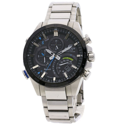Casio Watches Tough Solar Eqb-051 Stainless Steel , Stainless Steel Silver Edifice Black Dial Mens