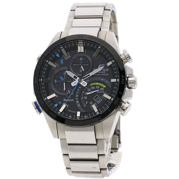Casio Watches Tough Solar Eqb-051 Stainless Steel , Stainless Steel Silver Edifice Black Dial Mens