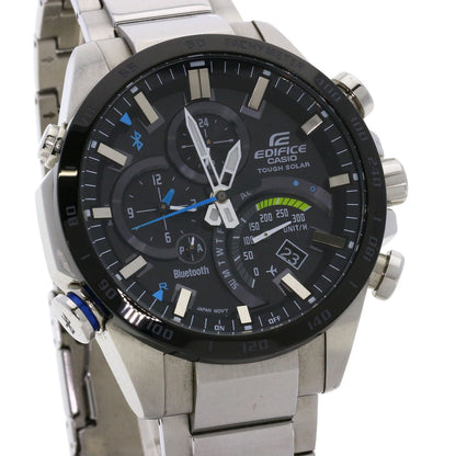 Casio Watches Tough Solar Eqb-051 Stainless Steel , Stainless Steel Silver Edifice Black Dial Mens