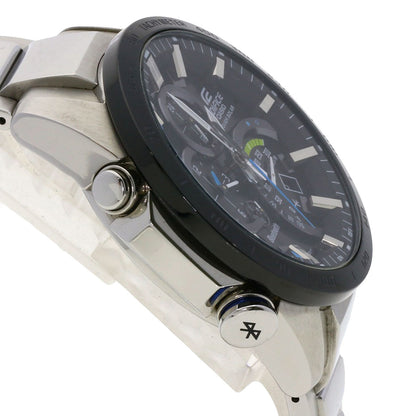 Casio Watches Tough Solar Eqb-051 Stainless Steel , Stainless Steel Silver Edifice Black Dial Mens
