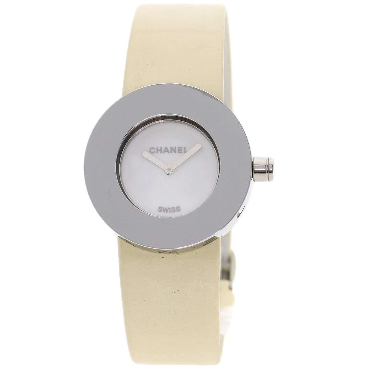 Chanel Watches Quartz H0579 Stainless Steel, Leather Silver La Ronde White Dial Women