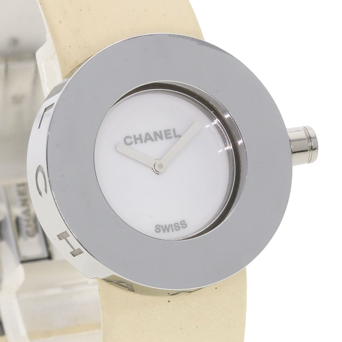 Chanel Watches Quartz H0579 Stainless Steel, Leather Silver La Ronde White Dial Women