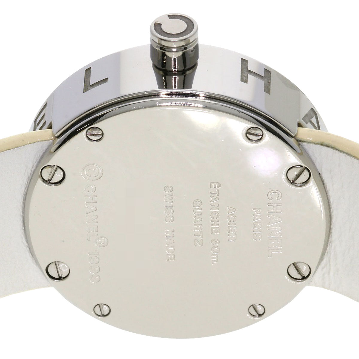 Chanel Watches Quartz H0579 Stainless Steel, Leather Silver La Ronde White Dial Women