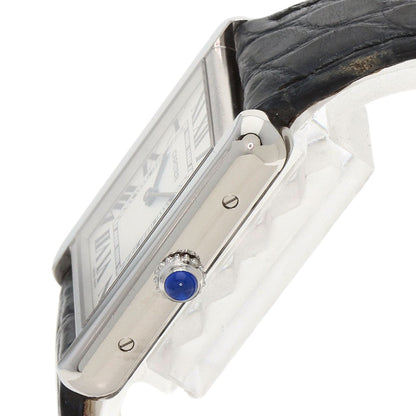 Cartier Watches Quartz W1018255 Stainless Steel, Leather Silver Tank Solo Sm Silver Dial Women