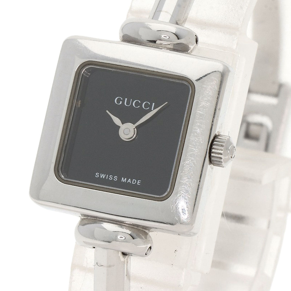 Gucci Watches Quartz Stainless Steel , Stainless Steel Silver 1900L Black Dial Women