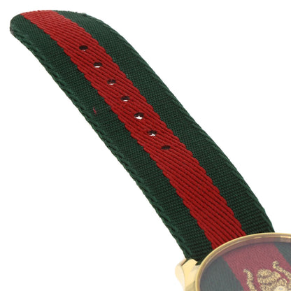 Gucci Watches Quartz Ya126.4 Gold Plated, Nylon Gold G Timeless Marche De Merveille Red X Green