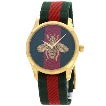 Gucci Watches Quartz Ya126.4 Gold Plated, Nylon Gold G Timeless Marche De Merveille Red X Green
