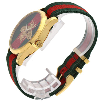 Gucci Watches Quartz Ya126.4 Gold Plated, Nylon Gold G Timeless Marche De Merveille Red X Green