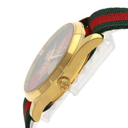 Gucci Watches Quartz Ya126.4 Gold Plated, Nylon Gold G Timeless Marche De Merveille Red X Green