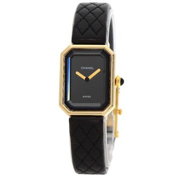 Chanel Watches Quartz H0090 K18Yg, Leather Gold Premiere Black Dial Women