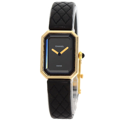 Chanel Watches Quartz H0090 K18Yg, Leather Gold Premiere Black Dial Women