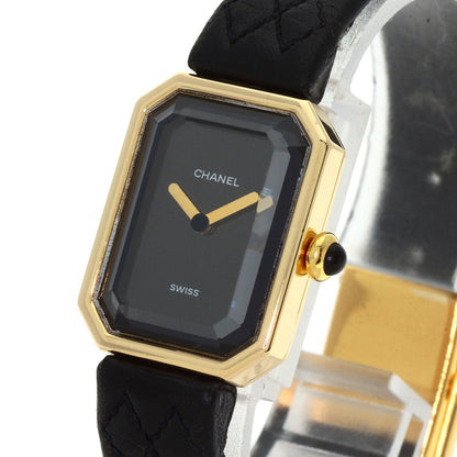 Chanel Watches Quartz H0090 K18Yg, Leather Gold Premiere Black Dial Women