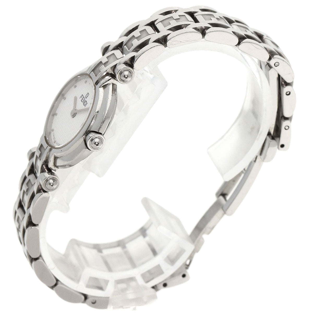 Fendi Watches Quartz 750L Stainless Steel , Stainless Steel Silver Zucca Pattern Round Face White