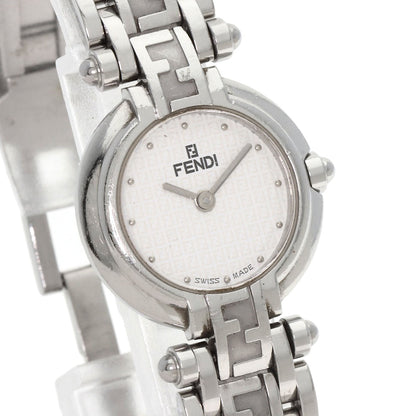 Fendi Watches Quartz 750L Stainless Steel , Stainless Steel Silver Zucca Pattern Round Face White