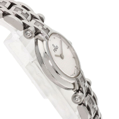 Fendi Watches Quartz 750L Stainless Steel , Stainless Steel Silver Zucca Pattern Round Face White