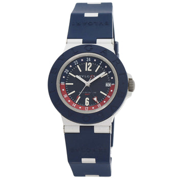 Bvlgari Watches Mechanical Automatic Bb40Atgmt Aluminum, Rubber Blue Aluminum Gmt Blue Dial Mens