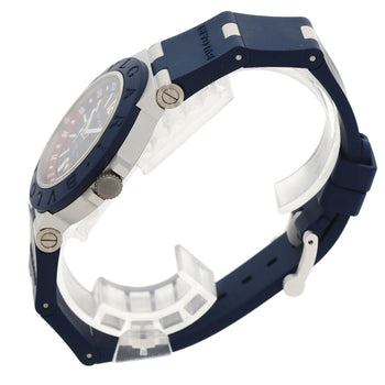 Bvlgari Watches Mechanical Automatic Bb40Atgmt Aluminum, Rubber Blue Aluminum Gmt Blue Dial Mens
