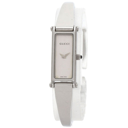 Gucci Watches Quartz 1500L Stainless Steel , Stainless Steel Silver Square Face Bangle Silver Dial