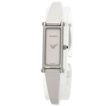 Gucci Watches Quartz 1500L Stainless Steel , Stainless Steel Silver Square Face Bangle Silver Dial