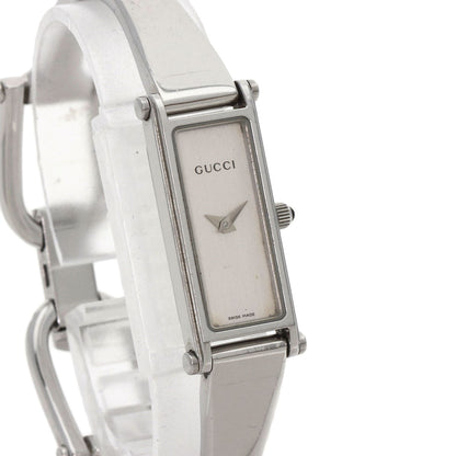 Gucci Watches Quartz 1500L Stainless Steel , Stainless Steel Silver Square Face Bangle Silver Dial