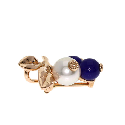 Mikimoto Pendant Top 18K Pink Gold Gold Pearl Lapis Lazuli Women