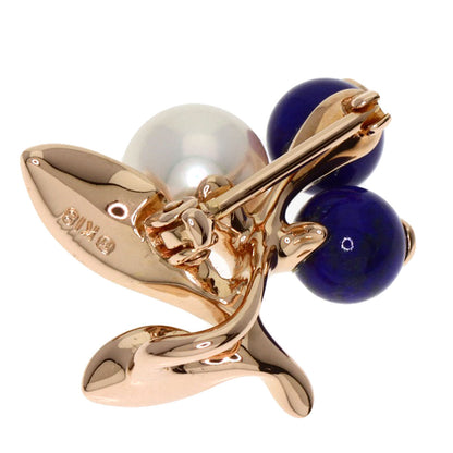 Mikimoto Pendant Top 18K Pink Gold Gold Pearl Lapis Lazuli Women