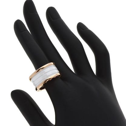 Bvlgari Ring 18K Pink Gold Gold B-Zero1 B-Zero One 4-Band White Ceramic #57