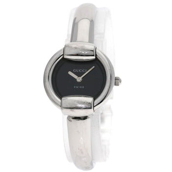 Gucci Watches Quartz 1400L Stainless Steel Silver Round Face Black Dial