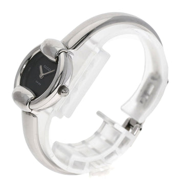 Gucci Watches Quartz 1400L Stainless Steel Silver Round Face Black Dial