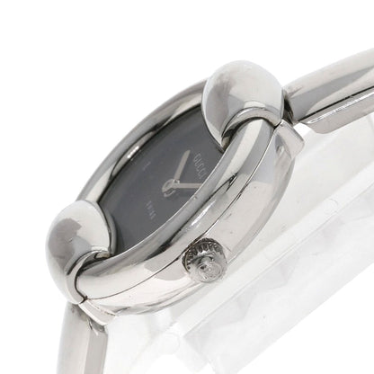 Gucci Watches Quartz 1400L Stainless Steel Silver Round Face Black Dial