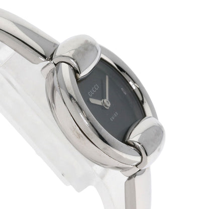 Gucci Watches Quartz 1400L Stainless Steel Silver Round Face Black Dial