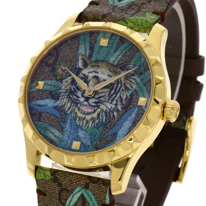 Gucci Watches Quartz Ya1264187 Gold Plated Gold G Timeless Tiger Motif Tiger Pattern Dial
