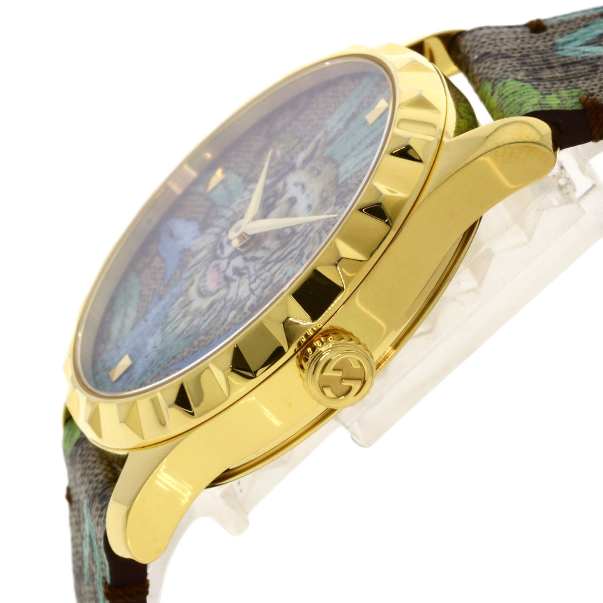Gucci Watches Quartz Ya1264187 Gold Plated Gold G Timeless Tiger Motif Tiger Pattern Dial