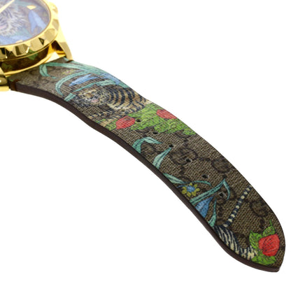 Gucci Watches Quartz Ya1264187 Gold Plated Gold G Timeless Tiger Motif Tiger Pattern Dial