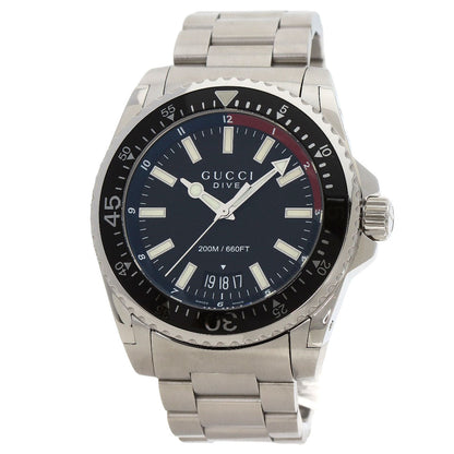 Gucci Watches Quartz Ya136.2 Stainless Steel Silver Dive Dive Black Dial