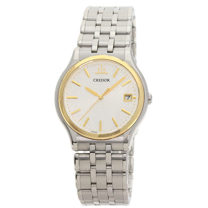 Seiko Watches Quartz Gcaz054 Stainless Steel Silver Credor Round Face Silver Dial