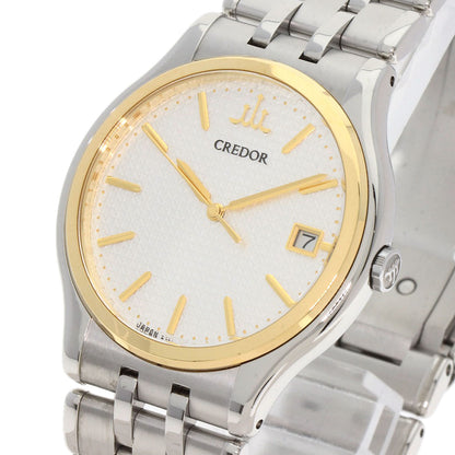 Seiko Watches Quartz Gcaz054 Stainless Steel Silver Credor Round Face Silver Dial