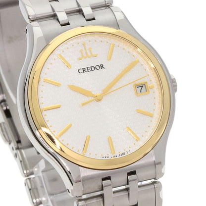Seiko Watches Quartz Gcaz054 Stainless Steel Silver Credor Round Face Silver Dial