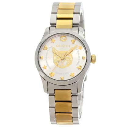 Gucci Watches Quartz 126.5 Stainless Steel Gold G Timeless Cat Silver Dial