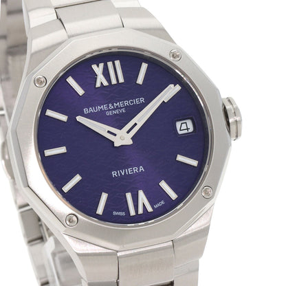 Baume & Mercier Watches Quartz Moa10728 Stainless Steel Silver Riviera Purple Dial