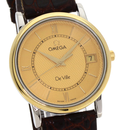 Omega Watches Quartz Gold Plated Gold De Ville Prestige Champagne Gold Dial