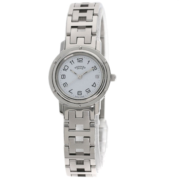 Hermes Watches Quartz Stainless Steel Silver Clipper Old Belt White Dial
